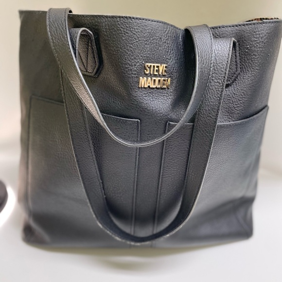 Steve Madden Black Leather Tote - Picture 7 of 9